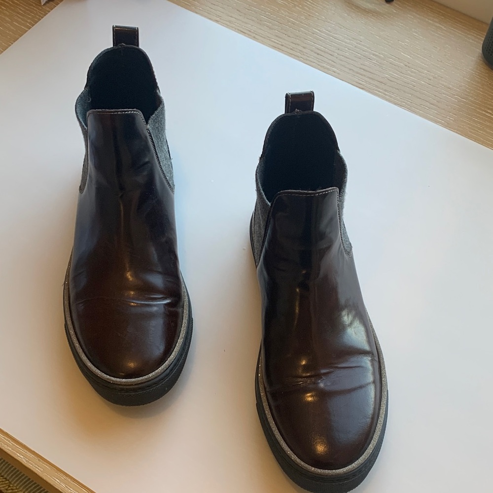 Brunello Cucinelli Glossy Brown Ankle Booties